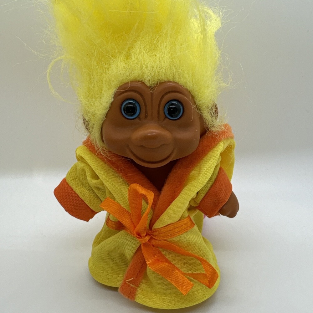 2 Vintage 1991 TNT TROLL DOLLS Yellow Hair Blue Pink Eyes - Picture 3 of 14